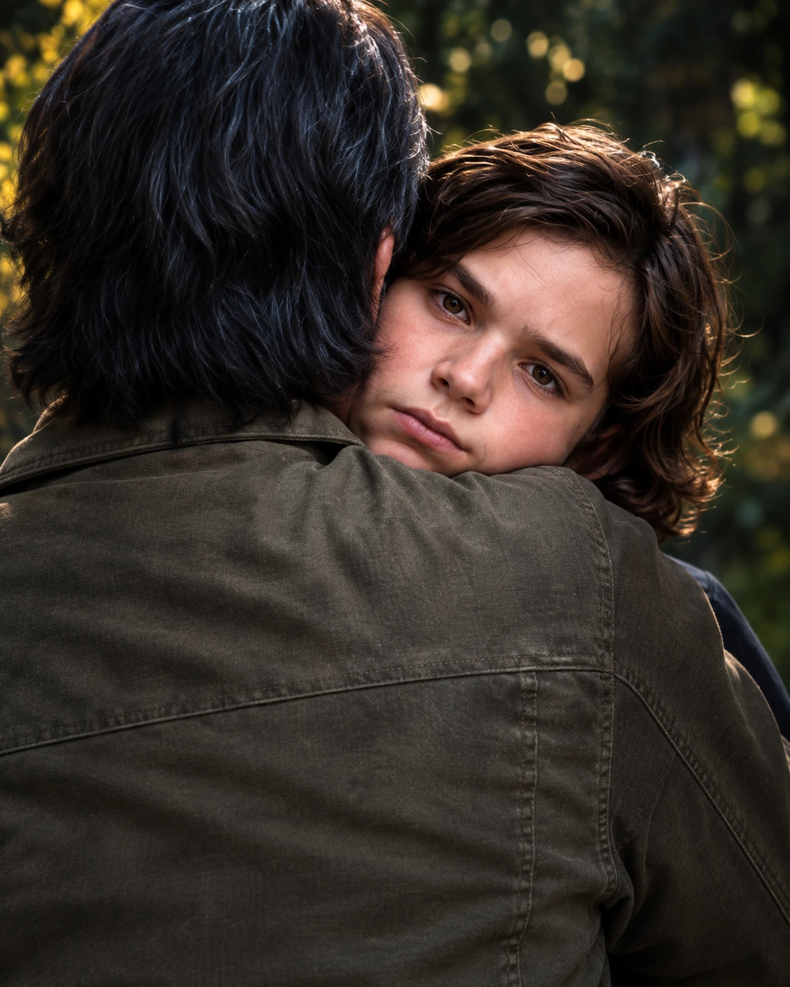 Matthew looking over another character's shoulder