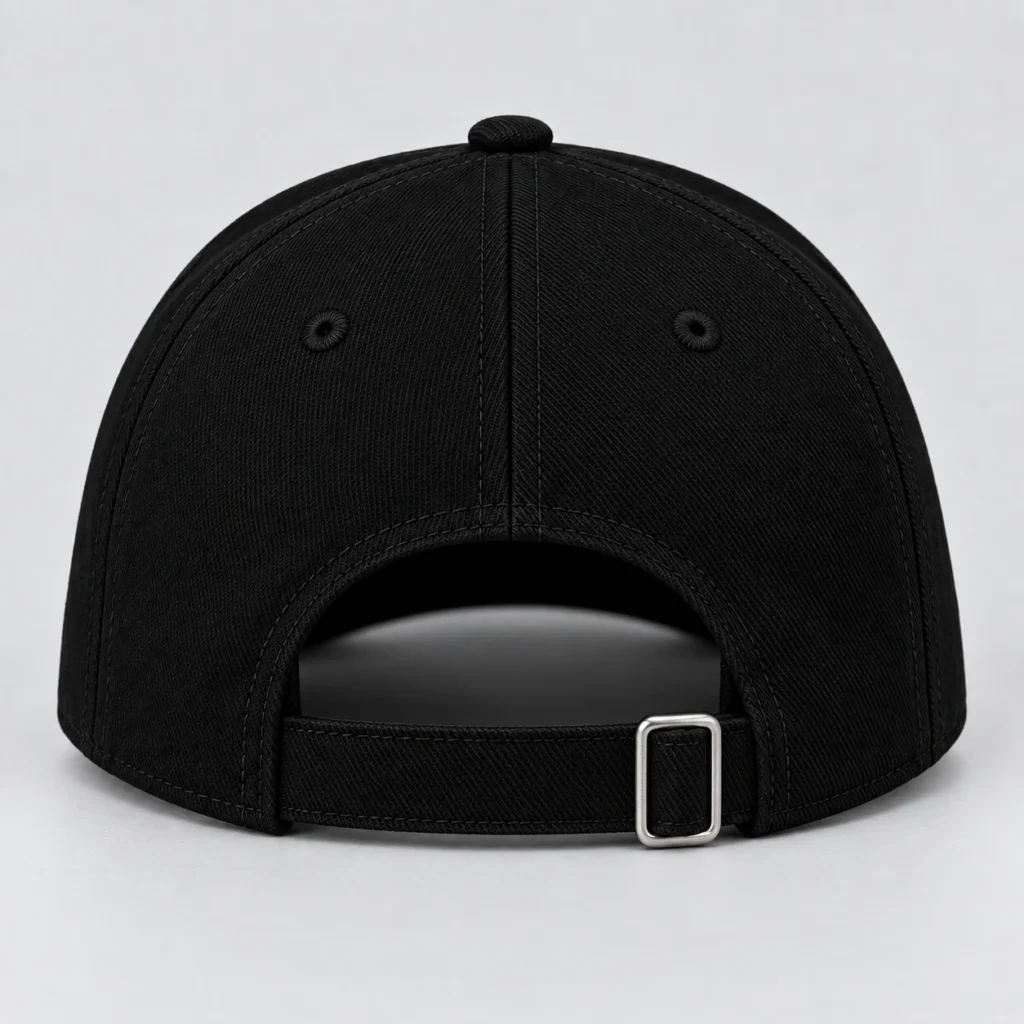 Black SPEAK//UP high-profile baseball cap, rear view