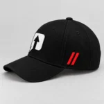 Black SPEAK//UP high-profile baseball cap, side view