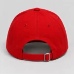 Red SPEAK//UP high-profile baseball cap, rear view