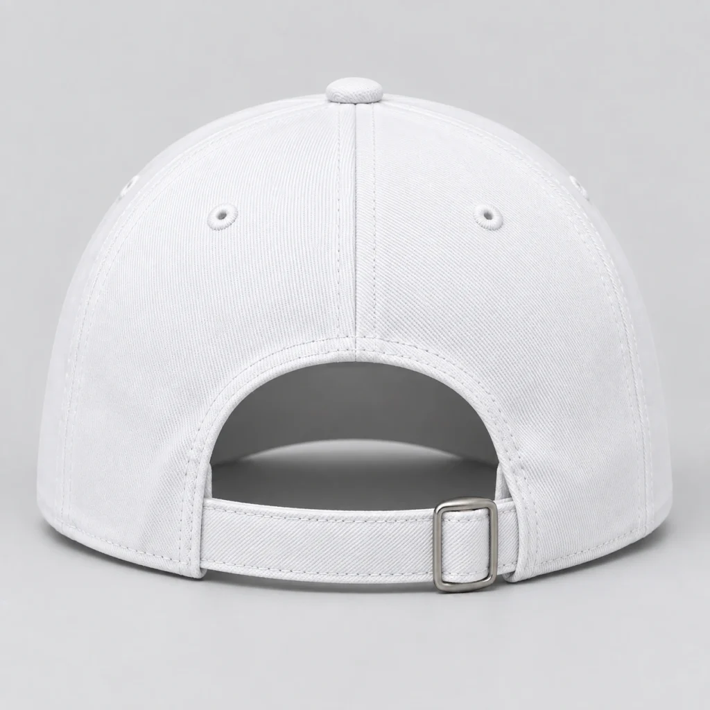 White SPEAK//UP high-profile baseball cap, rear view