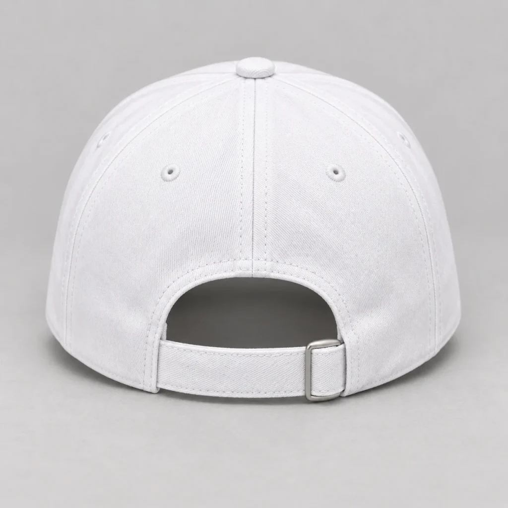 White SPEAK//UP high-profile baseball cap, rear view